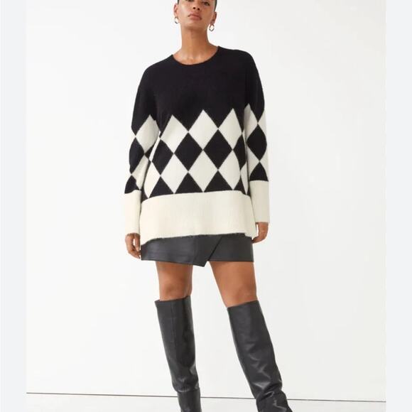 & OTHER STORIES ARGYLE KNIT JUMPER SWEATER SIZE US M NWT - Picture 9 of 9